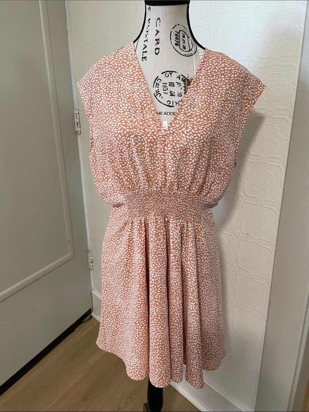 Promesa Blush Pink V-Neck Smocked Waist Mini Dress